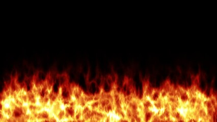 Wall Mural - 3d rendered animation of burning flames isolated on the empty black background