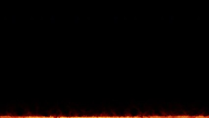 Wall Mural - 3d rendered animation of burning flames isolated on the empty black background