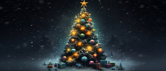 Christmas tree and Christmas decorations,Ai generative.