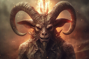 an evil horned demon, created by a neural network, Generative AI technology