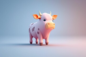 Wall Mural - this pink and white cow is standing in front of a plain surface