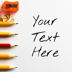 Poster - Holding text space with pencils and pencil sharpener on white background