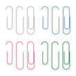 Set of realistic paperclips isolated on transparent background