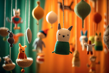 Wall Mural - knitted toys for baby