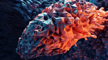 Modern three- dimensional abstract digital background inspired form human brains. Generative AI 8