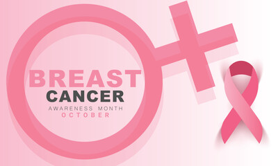 Wall Mural - Breast Cancer Awareness Month. background, banner, card, poster, template. Vector illustration.