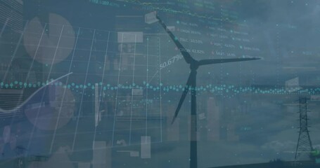 Poster - Animation of financial data processing over wind turbine