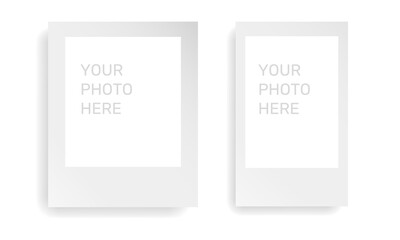 Realistic photo frames. Empty photo frame mockup with shadow. Vintage card. Vector illustration isolated on white background