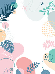 Wall Mural - Colorful poster background vector illustration.Exotic plants, branches,art print for beauty, fashion and natural products,wellness, wedding and event.