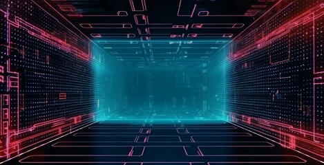 Poster - Hacker data background. Generate Ai