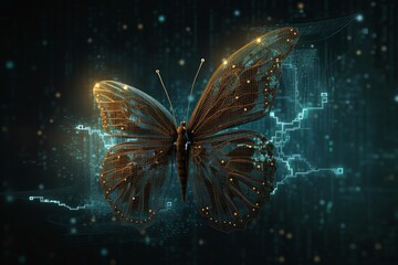 Poster - Information technology butterfly. Generate Ai