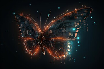 Poster - Information technology butterfly concept. Generate Ai