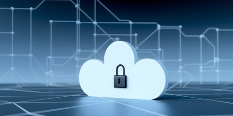 Cloud data storage, cloud computing and data security concept. AI generated