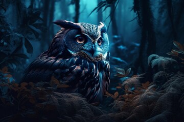 Owl forest bird. Generate Ai