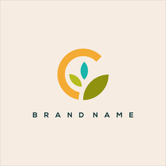 colorful plant logo with initial c vector