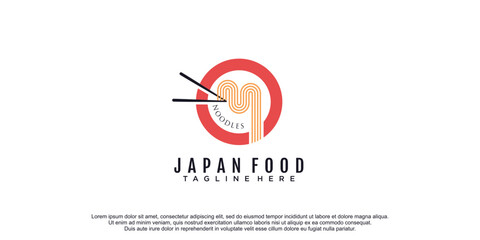 Japan noodle food logo with creative style idea premium vector