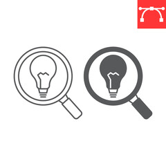 Poster - Finder solution line and glyph icon, solution and business , magnifier and lightbulb vector icon, vector graphics, editable stroke outline sign, eps 10.
