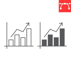 Poster - Success chart line and glyph icon, solution and business, growing graph vector icon, vector graphics, editable stroke outline sign, eps 10.