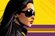 Vibrant Pop Art: Woman with Ponytail and Sunglasses , vectorized pop-art inspired