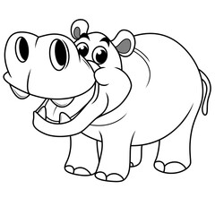 Poster - Cartoon Hippo with open mouth