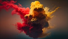 Red And Yellow Color Smoke Bomb Mustard Background Underwater Cinematic Depth Of Field Dramatic Light Xparticle Simulation 