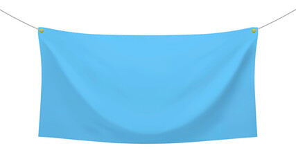 Wall Mural - blue textile banner with folds. blank hanging fabric template. png clipart isolated on transparent b
