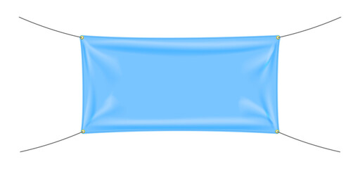 Wall Mural - blue textile banner with folds. blank hanging fabric template. png clipart isolated on transparent b