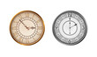 Vintage old clock template. Realistic classic antique round dial