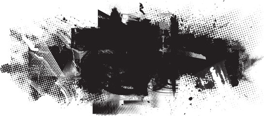 Glitch distorted grunge layer  . Noise destroyed texture . Trendy defect error shapes . Overlay grunge texture . Distressed effect .Vector shapes with a halftone dots screen print texture.