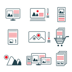 Vector icon set. Web planning, design, website, interface, application, programming.