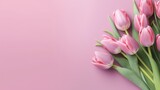 Fototapeta Tulipany - pink tulips with text space
