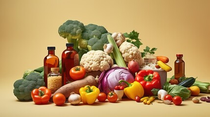 Wall Mural - fresh vegetables and oil