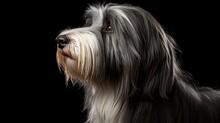Bearded Collie On Black Background