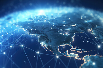 Digital network world globe technology concept