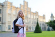 © Andrii Zastrozhnov - Modern girl child with a backpack returns to school.