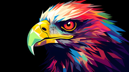 a silhouette design of an eagle , wpap style