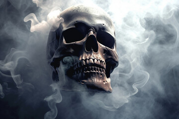 Wall Mural - surreal, creepy skull and smoke