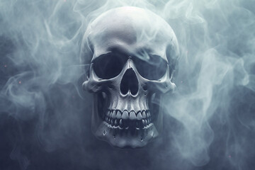 Sticker - surreal, creepy skull and smoke