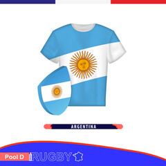 Wall Mural - Rugby jersey of Argentina national team with flag.