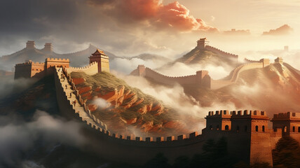 Great Wall of China on background