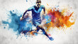 Background of football player watercolor splash image for a website or advertising media , Sport club , Triathlon clubs , Gym club , Created with Generative Ai Technology