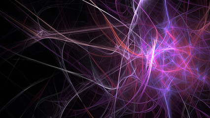 Wall Mural - abstract electrifying lines, smoky fractal pattern, digital illustration art work of rendering chaot