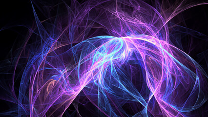 Wall Mural - abstract electrifying lines, smoky fractal pattern, digital illustration art work of rendering chaot