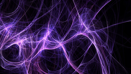 Wall Mural - Abstract electrifying lines, smoky fractal pattern, digital illustration art work of rendering chaotic dark background