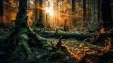 Fototapeta Las - Enchanting Natural Haven: A Captivating Journey Through the Serene Woods and River's Tranquil Beauty, generative AI