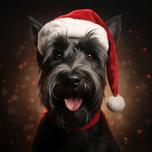 Weihnachtshund, Scottish Terrier Mit Weihnachtsmütze, Santa's Hat, Christmas Dog
