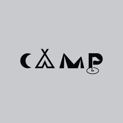 Wall Mural - camp logo line art design