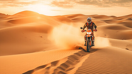 Rider on a ktm bike in the desert. Generative AI