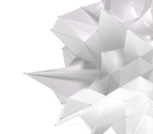 Abstract 3d White Geometrical Background. Geometric Low Poly Shape And Isolated White Background.