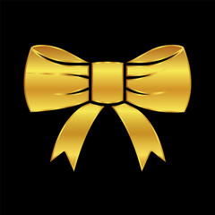 Wall Mural - bow tie icon in gold colored, necktie icon